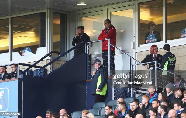 Rangers manager Pedro Caixinha looks on from the stand during the Betfred League Cup Semi Final between Rangers and Motherwell at Hampden Park on...