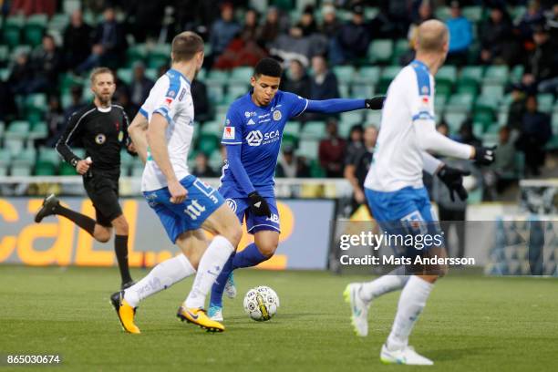 Romain Gall of GIF Sundsvall during the Allsvenskan match between GIF Sundsvall and IFK Norrkoping at Idrottsparken on October 22, 2017 in Sundsvall,...