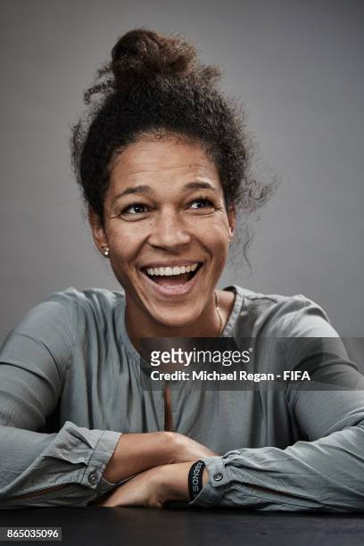 Celia Sasic of Germany poses prior to The Best FIFA Football Awards at The May Fair Hotel on October 22, 2017 in London, England.