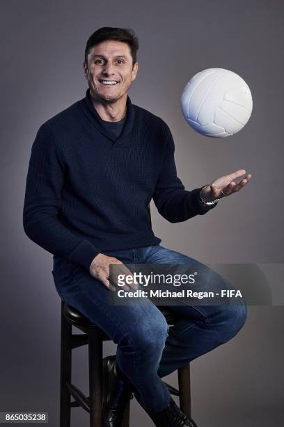 Javier Zanetti of Argentina poses prior to The Best FIFA Football Awards at The May Fair Hotel on October 22, 2017 in London, England.