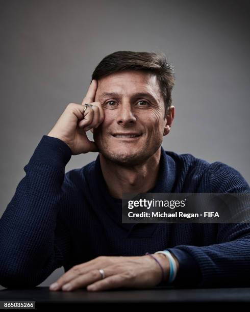 Javier Zanetti of Argentina poses prior to The Best FIFA Football Awards at The May Fair Hotel on October 22, 2017 in London, England.