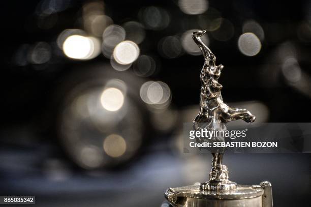 The silver elephant mascot that sits on top of the radiator of the Bugatti Royale is pictured at the Cite de l'Automobile museum, in Mulhouse,...