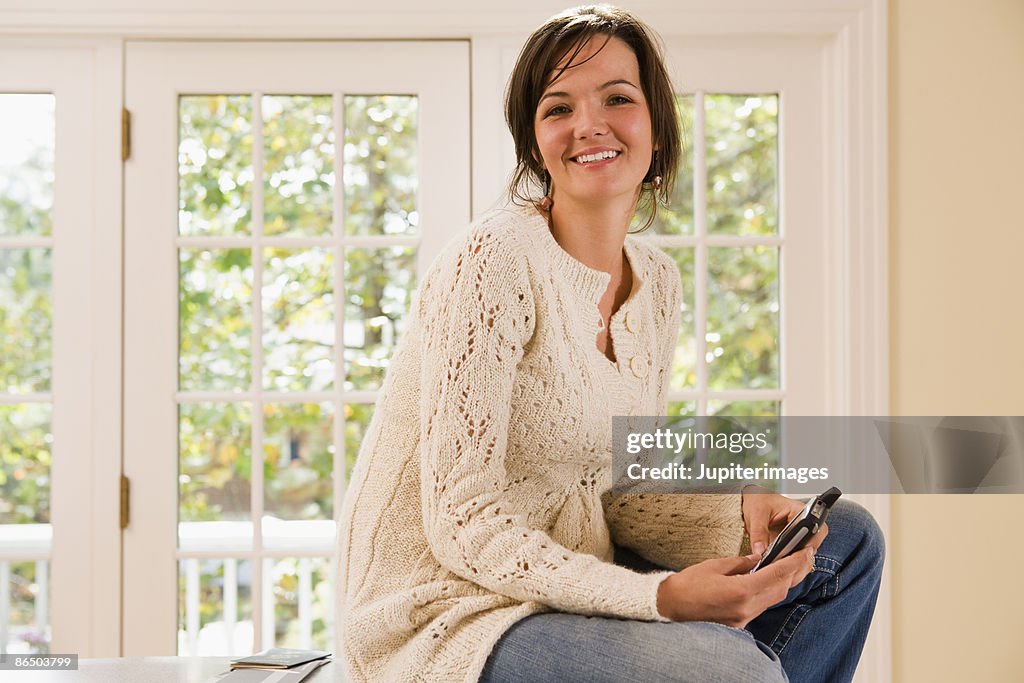 Portrait of woman at home