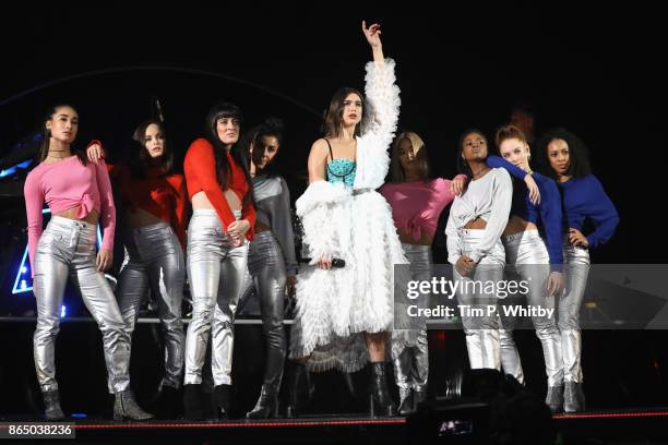 Dua Lipa performs on stage during the BBC Radio 1 Teen Awards 2017 at Wembley Arena on October 22, 2017 in London, England.