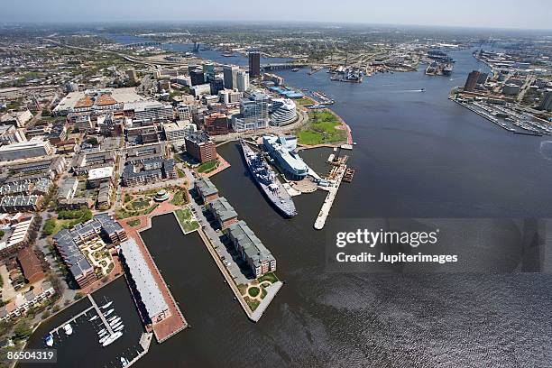 aerial view of norfolk, virginia - norfolk virginia stock-fotos und bilder