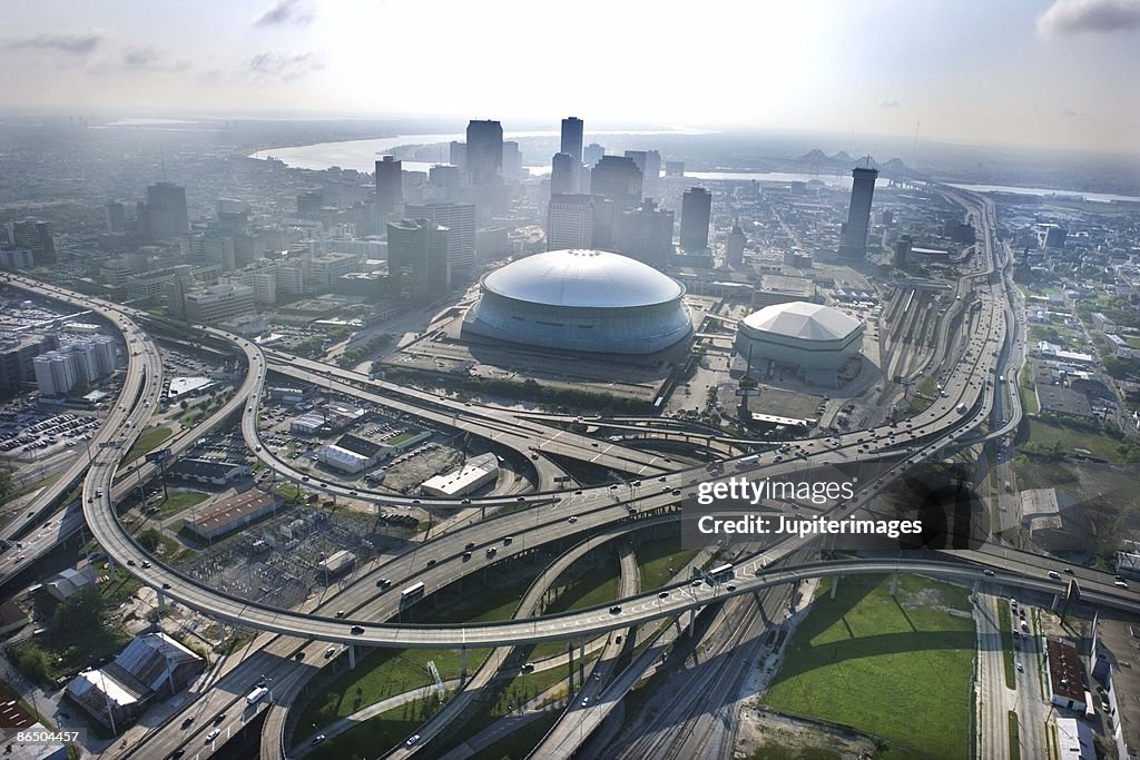 Aerial view of downtown New Orleans, Louisiana