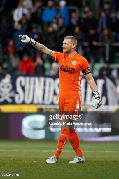 Tommy Naurin, goalkeeper of GIF Sundsvall during the Allsvenskan match between GIF Sundsvall and IFK Norrkoping at Idrottsparken on October 22, 2017...