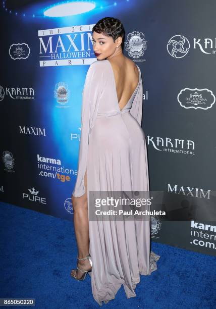 Social Media Personality / DJ Tori Hughes attends the 2017 Maxim Halloween party at Los Angeles Center Studios on October 21, 2017 in Los Angeles,...