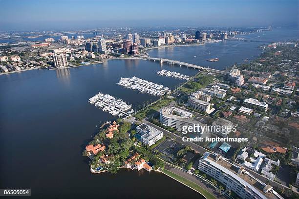 aerial view of west palm beach, florida - west palm beach stock pictures, royalty-free photos & images