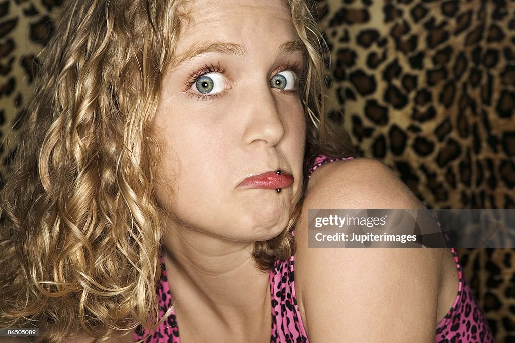 Portrait of girl with animal print