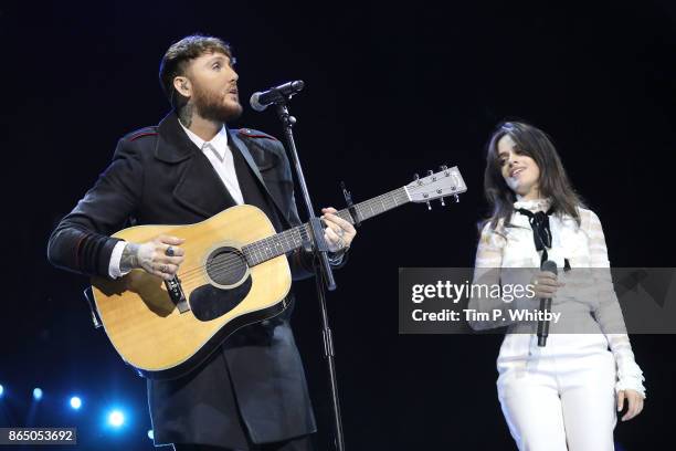 James Arthur and Camila Cabello perform at the BBC Radio 1 Teen Awards 2017 at Wembley Arena on October 22, 2017 in London, England.