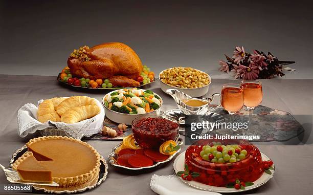 thanksgiving spread - jello mold stock pictures, royalty-free photos & images