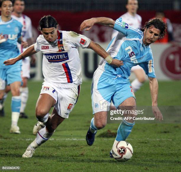 Photo prise le 11 mars 2007 à Lyon de l'attaquant de l'Olympique lyonnais Milan Baros lors du match Lyon/Marseille. Milan Baros a été suspendu le 03...