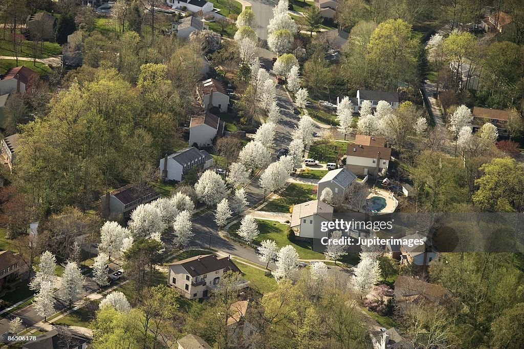 Aerial view of suburban Baltimore, Maryland