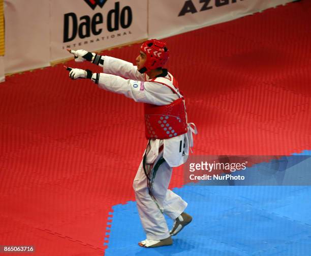 Armin Hadipour Seighalani of Iran Seniors Male A +58 Semi - Final during 2017 London World Taekwondo Grand Prix - G4 at Copper Box Arena , London,...