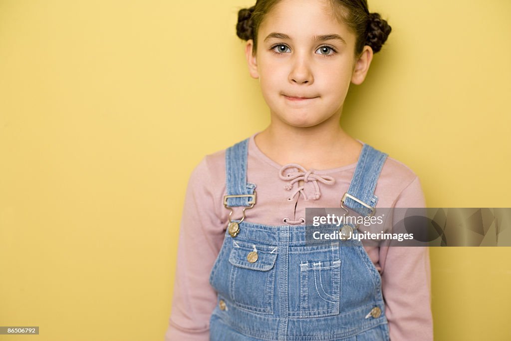 Girl wearing overalls