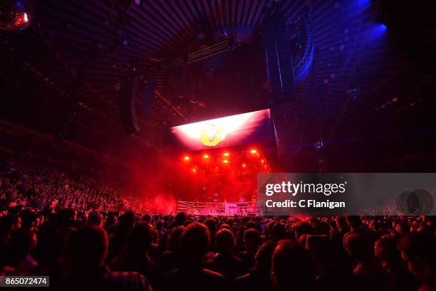 Arcade Fire performs during the ÔInfinite ContentÕ tour at ORACLE Arena on October 21, 2017 in Oakland, California.