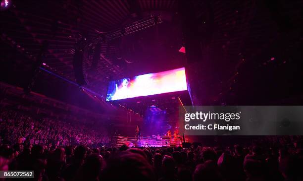 Arcade Fire performs during the ÔInfinite ContentÕ tour at ORACLE Arena on October 21, 2017 in Oakland, California.