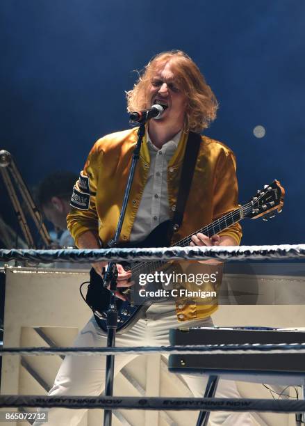 Richard Reed Parry of Arcade Fire performs during the ÔInfinite ContentÕ tour at ORACLE Arena on October 21, 2017 in Oakland, California.