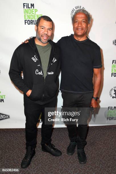 Director/writer Jordan Peele and Film Independent Curator Elvis Mitchell attend day 3 of the Film Independent Forum at DGA Theater on October 22,...