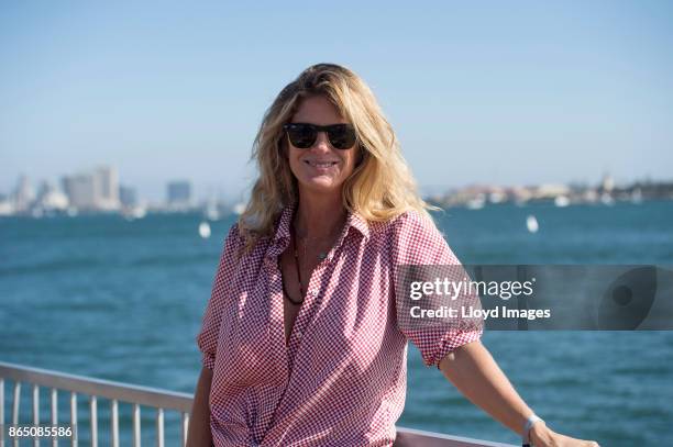 San Diego, California, USA. New Zealand model, actress Rachel Hunter during the Extreme Sailing Series on October 21 2017 in San Diego, United States.