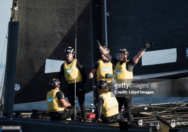 Extreme Sailing Team' shown here in action close to the shore. Skippered by Rasmus K¿stner and helmed by Adam Minoprio . With team mates Pierluigi de...