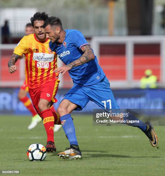 Cyril Thereau of Fiorentina during the Serie A match between Benevento Calcio and ACF Fiorentina at Stadio Ciro Vigorito on October 22, 2017 in...