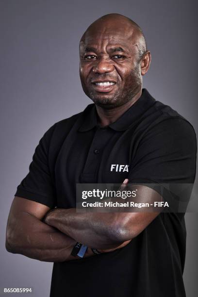 Legend, Emmanuel Emenike poses prior to The Best FIFA Football Awards at The May Fair Hotel on October 22, 2017 in London, England.