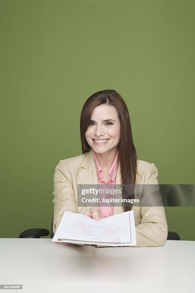 Businesswoman holding document