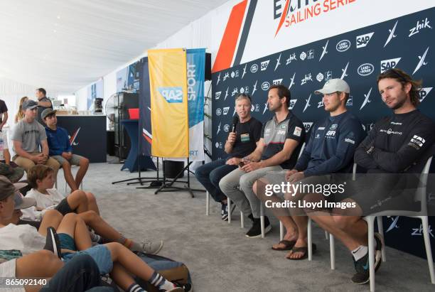 Young Sailors meet Extreme Sailing pros,Morgan Larson, Sir Ben Ainslie,Rob Bunce,Adam Minoprio. During the Extreme Sailing Series on October 21, 2017...