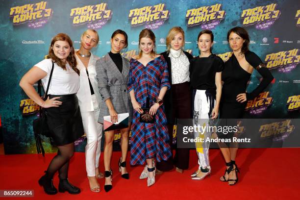 Runa Greiner, Julia Dietze, Gizem Emre, Jella Haase, Lena Klenke, Lena Schoemann and Jana Pallaske attend the 'Fack ju Goehte 3' premiere at...