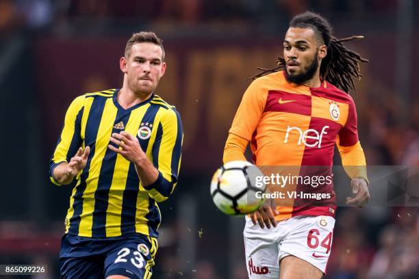 Vincent Janssen of Fenerbahce SK, Jason Gregory Denayer of Galatasaray SK during the Turkish Spor Toto Super Lig football match between Galatasaray...