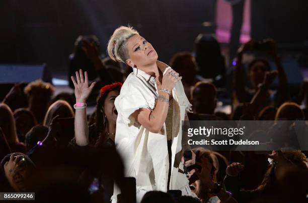 Singer Pink performs onstage during the 5th annual "We Can Survive" benefit concert presented by CBS Radio at the Hollywood Bowl on October 21, 2017...