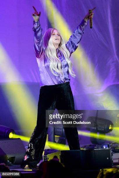 Singer Kesha performs onstage during the 5th annual "We Can Survive" benefit concert presented by CBS Radio at the Hollywood Bowl on October 21, 2017...