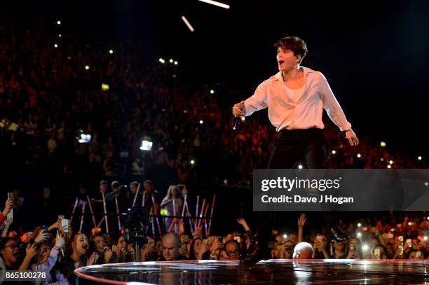 Bradley Simpson of The Vamps peforms on stage at the BBC Radio 1 Teen Awards 2017 at Wembley Arena on October 22, 2017 in London, England.