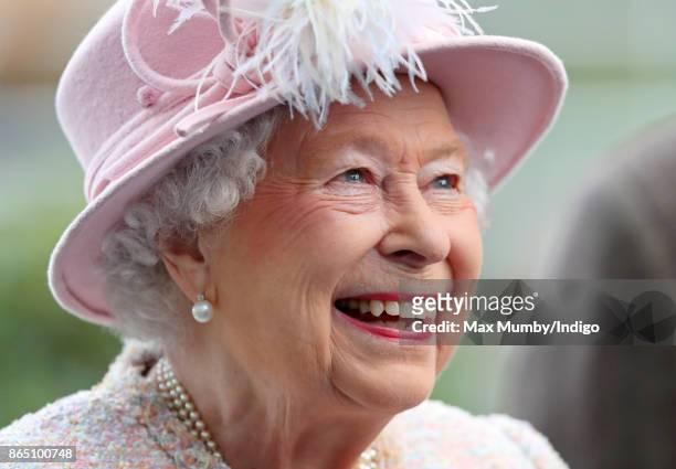 Queen Elizabeth II attends the QIPCO British Champions Day at Ascot Racecourse on October 21, 2017 in Ascot, England.