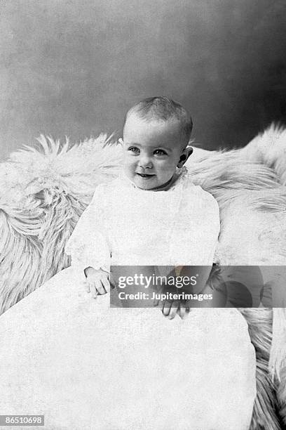 vintage image of infant - christening gown stock-fotos und bilder