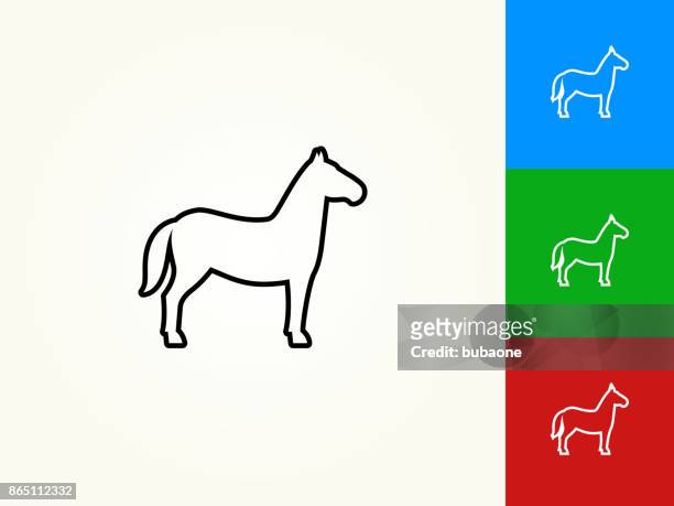 horse black stroke linear icon - horse icon stock illustrations