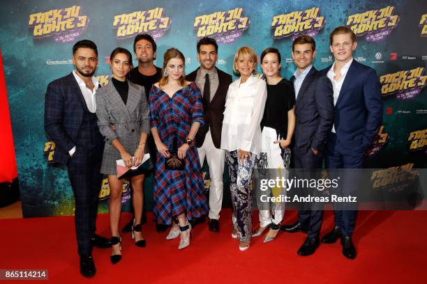 Aram Arami, Gizem Emre, Bora Dagtekin, Jella Haase, Elyas M'Barek, Uschi Glas, Lena Schoemann, Lucas Reiber and Max von der Groeben attend the 'Fack...