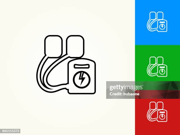 defibrillator black stroke linear icon - defibrillator stock illustrations