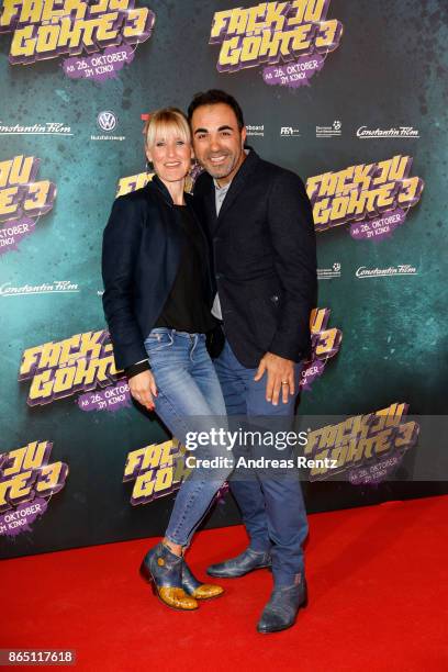 Adnan Maral and his wife Franziska Maral attend the 'Fack ju Goehte 3' premiere at Mathaeser Filmpalast on October 22, 2017 in Munich, Germany.