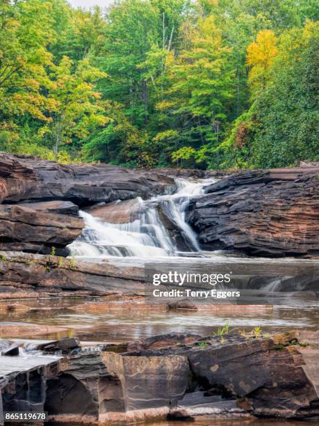 waterall in upper michigan - swift river stock pictures, royalty-free photos & images