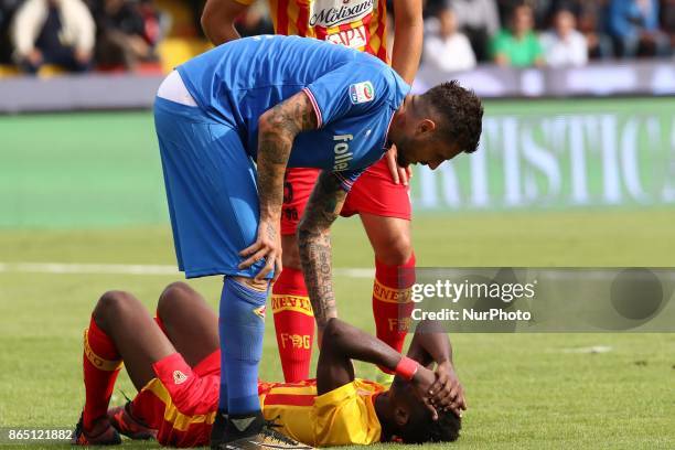 Foul of Cyril Thereau AC Fiorentina on Bright Giamfi of Benevento Calcio, during Serie A TIM match between Benevento Calcio v AC Fiorentina, Stadium...