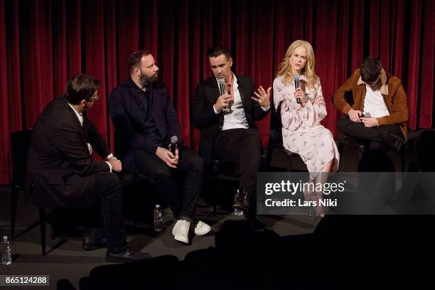 Moderator Josh Rothkopf, writer, director and producer Yorgos Lanthimos, actor Colin Farrell, actress Nicole Kidman and actor Barry Keoghan on stage...