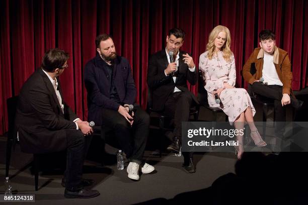 Moderator Josh Rothkopf, writer, director and producer Yorgos Lanthimos, actor Colin Farrell, actress Nicole Kidman and actor Barry Keoghan on stage...