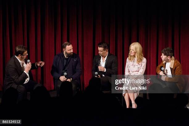 Moderator Josh Rothkopf, writer, director and producer Yorgos Lanthimos, actor Colin Farrell, actress Nicole Kidman and actor Barry Keoghan on stage...