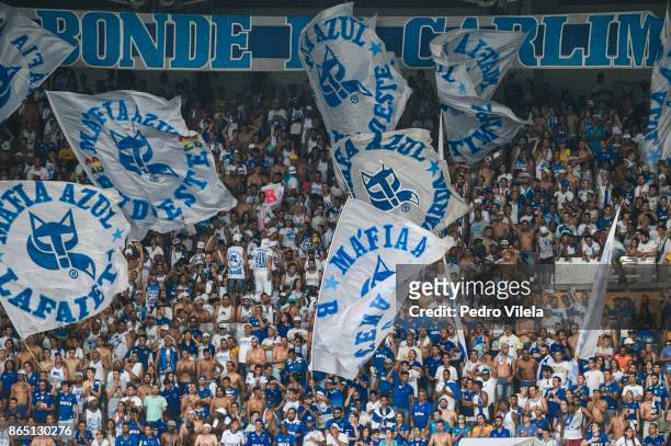 Fans of Cruzeiro a match between Cruzeiro and Atletico MG as part of Brasileirao Series A 2017 at Mineirao stadium on October 22, 2017 in Belo...