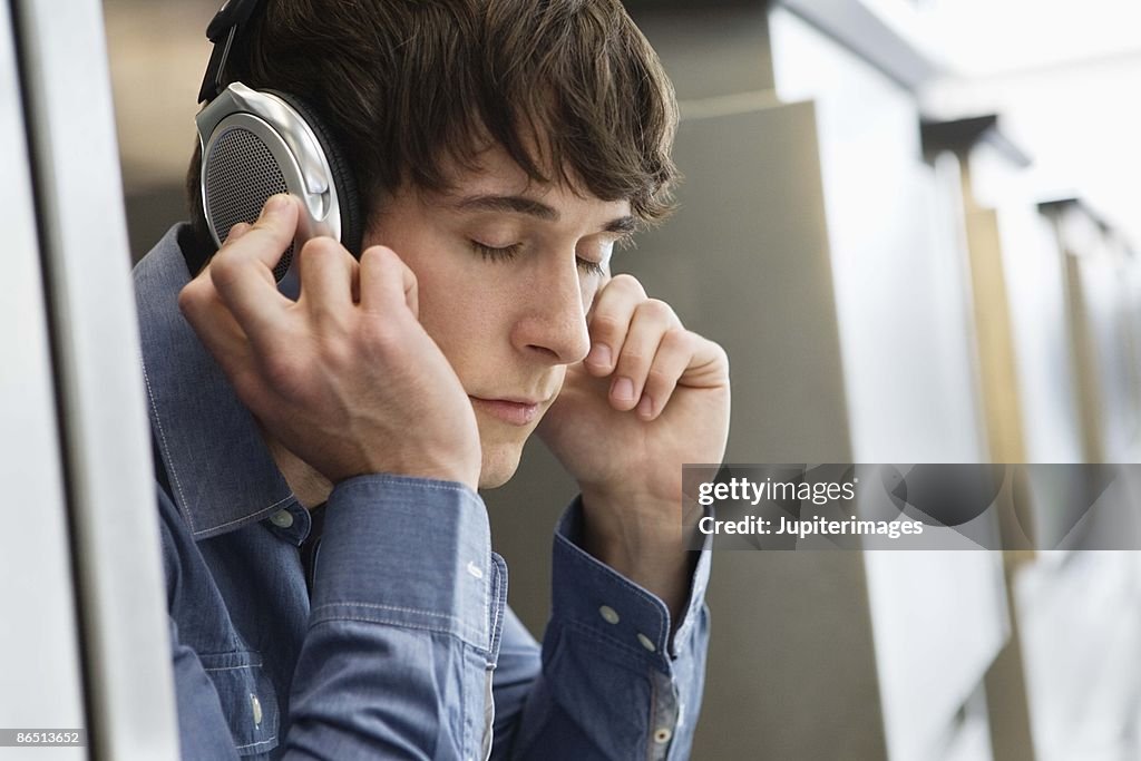 Man wearing headphones