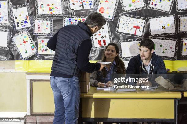 Mauricio Macri, Argentina's president, casts a ballot at a polling station in Buenos Aires, Argentina, on Sunday, Oct. 22, 2017. Argentines will have...