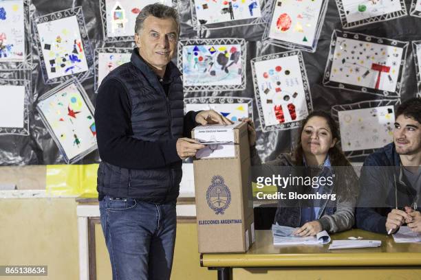 Mauricio Macri, Argentina's president, casts a ballot at a polling station in Buenos Aires, Argentina, on Sunday, Oct. 22, 2017. Argentines will have...